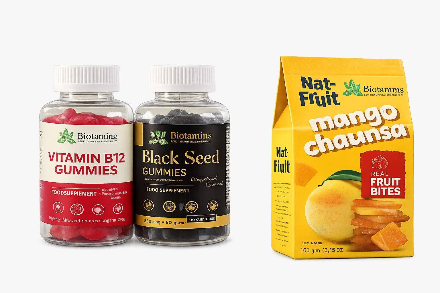 Pack of 3 Vitamin B12 Gummies, Black Seed, Chaunsa